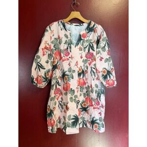 Chico's Linen Mini Dress Size 10 Pink Garden Party Kentucky Derby